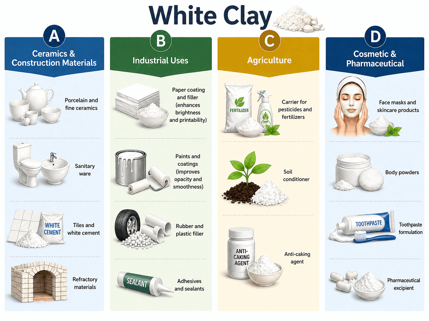 White Clay Powder Kaolin Indonesia High Purity